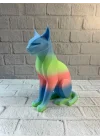 Mey İthalat® Açık Rainbow Kedi Biblo Modern Salon ve Raf Dekoru