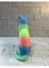 Mey İthalat® Açık Rainbow Kedi Biblo Modern Salon ve Raf Dekoru