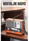 Mey İthalat® Ahşap Görünümlü Retro Bluetooth Radyo USB,AUX Ve SD Kart Girişli