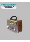 Mey İthalat® Ahşap Nostaljik Radyo Bluetooth USB SD Kart Destekli