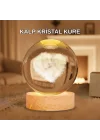 Mey İthalat® Ahşap Standlı Kalp Motifli Işıklı Cam Küre Hediye Seçeneği