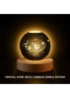 Mey İthalat® Ahşap Standlı LED Kristal Küre Lazer İşlemeli Dekoratif Obje