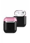Mey İthalat®  Airpods 2 (2.nesil) 3in1 Kılıf - Siyah-Pembe