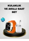 Mey İthalat® Akıllı Saat ve Kablosuz Kulaklık iOS Android Uyumlu Teknoloji Seti