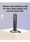 Mey İthalat® Akım Korumalı Çoklu Priz 4’lü 2 USB 1 Type-C 2500W Güçlü Tasarım