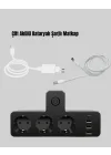 Mey İthalat® Anahtarlı Çoklu Priz 3 USB 1 Type-C Hızlı Şarj Destekli