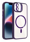 Mey İthalat®   iPhone 11 Remim Lensli Magsafe Standlı Kapak - Derin Mor