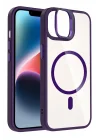 Mey İthalat®   iPhone 11 Remim Lensli Magsafe Standlı Kapak - Derin Mor