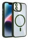 Mey İthalat®   iPhone 11 Remim Lensli Magsafe Standlı Kapak - Koyu Yeşil