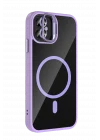 Mey İthalat®   iPhone 11 Remim Lensli Magsafe Standlı Kapak - Lila