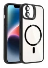 Mey İthalat®   iPhone 11 Remim Lensli Magsafe Standlı Kapak - Siyah