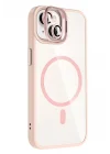 Mey İthalat®   iPhone 13 Remim Lensli Magsafe Standlı Kapak - Pembe