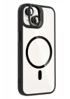 Mey İthalat®   iPhone 13 Remim Lensli Magsafe Standlı Kapak - Siyah