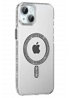 Mey İthalat®   iPhone 14 Move Taşlı Magsafe Kapak - Siyah