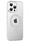 Mey İthalat®   iPhone 14 Pro Max Move Taşlı Magsafe Kapak - Natural Grey