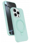 Mey İthalat®  Apple iPhone 14 Pro Max Regal Magsafe Standlı Kapak - Su Yeşili