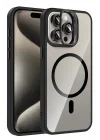 Mey İthalat®   iPhone 14 Pro Max Remim Lensli Magsafe Standlı Kapak - Siyah
