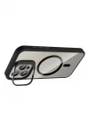 Mey İthalat®   iPhone 14 Pro Max Remim Lensli Magsafe Standlı Kapak - Siyah