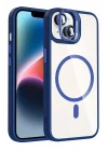 Mey İthalat®   iPhone 14 Remim Lensli Magsafe Standlı Kapak - Lacivert