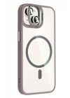 Mey İthalat®   iPhone 14 Remim Lensli Magsafe Standlı Kapak - Titan Gri