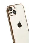 Mey İthalat®   iPhone 15  Lensli Silikon - Çöl Titanyum