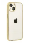 Mey İthalat®   iPhone 15  Lensli Silikon - Gold