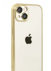 Mey İthalat®   iPhone 15  Lensli Silikon - Gold