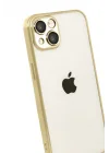 Mey İthalat®   iPhone 15  Lensli Silikon - Gold