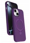 Mey İthalat®  Apple iPhone 15 Plus Regal Magsafe Standlı Kapak - Derin Mor