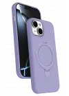 Mey İthalat®  Apple iPhone 15 Plus Regal Magsafe Standlı Kapak - Lila