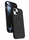 Mey İthalat®  Apple iPhone 15 Plus Regal Magsafe Standlı Kapak - Siyah