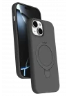Mey İthalat®  Apple iPhone 15 Plus Regal Magsafe Standlı Kapak - Titan Gri