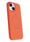 Mey İthalat®  Apple iPhone 15 Plus Regal Magsafe Standlı Kapak - Turuncu