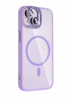 Mey İthalat®  Apple iPhone 15 Plus Remim Lensli Magsafe Standlı Kapak - Lila