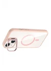 Mey İthalat®   iPhone 15 Plus Remim Lensli Magsafe Standlı Kapak - Pembe