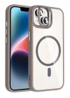 Mey İthalat®   iPhone 15 Plus Remim Lensli Magsafe Standlı Kapak - Titan Gri