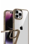 Mey İthalat®   iPhone 15 Pro Max  Lensli Silikon - Çöl Titanyum