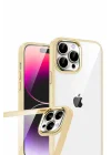 Mey İthalat®   iPhone 15 Pro Max  Lensli Silikon - Gold