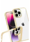 Mey İthalat®   iPhone 15 Pro Max  Lensli Silikon - Gold