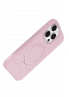Mey İthalat®  Apple iPhone 15 Pro Max Regal Magsafe Standlı Kapak - Açık Pembe