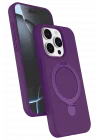Mey İthalat®  Apple iPhone 15 Pro Max Regal Magsafe Standlı Kapak - Derin Mor