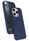 Mey İthalat®  Apple iPhone 15 Pro Max Regal Magsafe Standlı Kapak - Lacivert