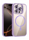 Mey İthalat®   iPhone 15 Pro Max Remim Lensli Magsafe Standlı Kapak - Lila