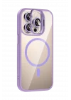 Mey İthalat®   iPhone 15 Pro Max Remim Lensli Magsafe Standlı Kapak - Lila