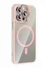 Mey İthalat®   iPhone 15 Pro Max Remim Lensli Magsafe Standlı Kapak - Pembe