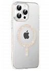 Mey İthalat®   iPhone 15 Pro Move Taşlı Magsafe Kapak - Pembe