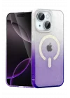 Mey İthalat®   iPhone 15 Pummel Shiny Magsafe Kapak - Mor