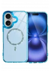 Mey İthalat®  Apple iPhone 16 Plus Live Diamond Magsafe Kapak - Mavi
