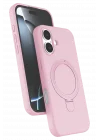 Mey İthalat®  Apple iPhone 16 Plus Regal Magsafe Standlı Kapak - Açık Pembe