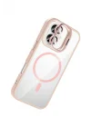Mey İthalat®   iPhone 16 Plus Remim Lensli Magsafe Standlı Kapak - Pembe